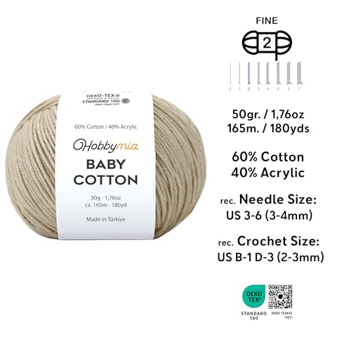 Image of Baby Cotton Blend Yarn - Soft Sport Weight Yarn for Crochet & Amigurumi - 50g /180yds - 60% Cotton 40% Acrylic - Ideal for Baby & Knitting Proj.(Coral Reef, 1 Ball)