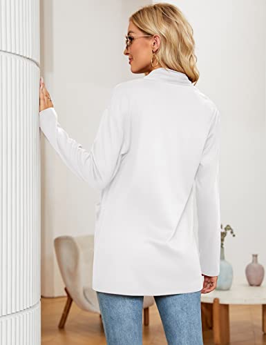 Micoson Women's Casual Loose Long Sleeve Cardigans Lightweight Open Front Cardigan Sweaters With Pockets White L #TOP4