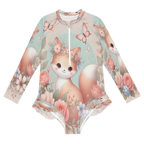 CHIFIGNO Floral Fox Pink Swimsuit, Summer 10-12