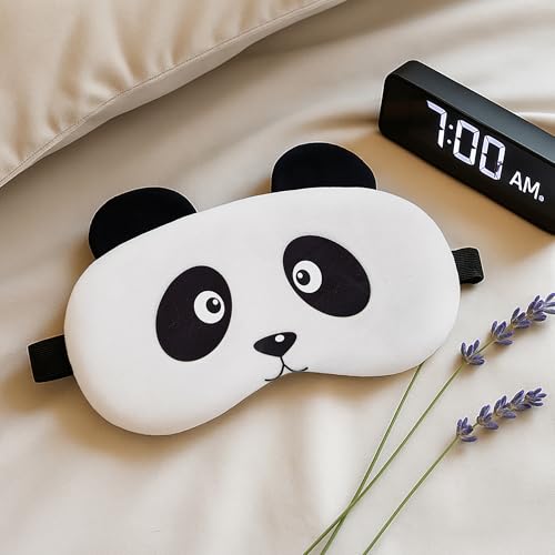 Image of Jenna Fabric Cute Sleeping Eye Shade Mask Cover For Insomnia, Meditation, Puffy Eyes And Dark Circles Velvet Panda White
