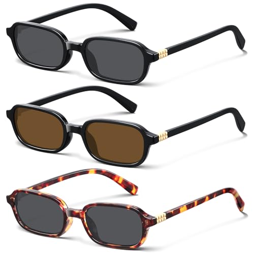 Retro Rectangular Sunglasses for Women Trendy Small 90s y2k Square Sun Glasses UV Protection Travel Goggles