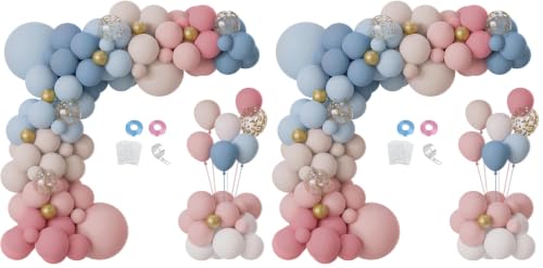 Image of 158pcs Gender Reveal Balloons Arch Kit, Dusty Pink Blue Gold Sand White for Gender Reveal Boho Bridal Bear Birthday Party Supplies Boy or Girl Baby Shower Decorations (Pack of 2)