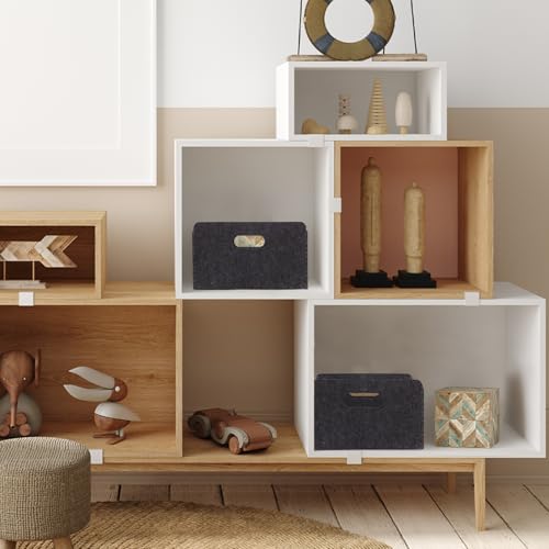Unictop Boxen Aufbewahrung, 2 Stück Stabiler Filzkorb Rechteck,Faltbar, mit Zwei Weichen Griffen,für Kleidung, Handtücher, Accessoires und Kinderspielzeug aufzubewahren DunkelGrau