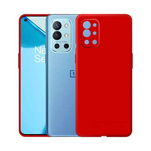Image of Case Creation Liquid TPU Silicone Cover for Oneplus 9R Soft Case,Anti-Dirty Slim Case Frosted Matte Cute Candy TPU Raised Bezel (Splash of Color) Back Case Cover for Oneplus 9R - Glamour Red