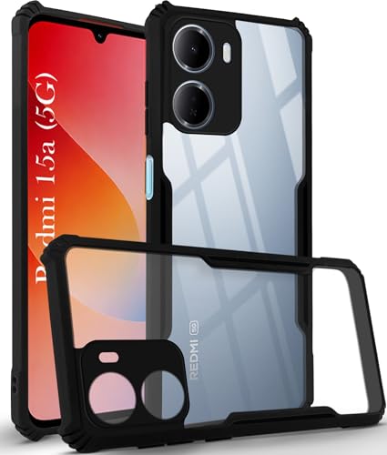 Image of Jkobi Hybrid Back Cover Case for Redmi 15A 5G (Shockproof with Polycarbonate Clear Panel | Professional Black)