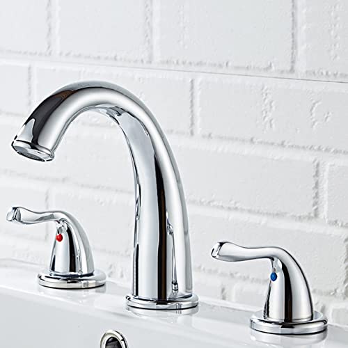 Robinet mitigeur de lavabo à 3 trous en laiton fendu chrome pour eau chaude et froide