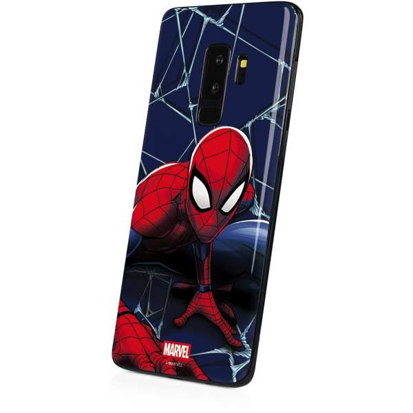 Skinit Decal Phone Skin Compatible with Galaxy S9 Plus - Officially Licensed Marvel Spiderman Crawling Spiderman Design