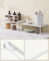SONGMICS Gewürzregal, 4er Set, Küchenregal, Küchen-Organizer, Küche, Gewürzhalter, erweiterbar, stapelbar, kleines Regal, Metall, weiß KCS401W01 (Packung mit 2) – Ansicht 3