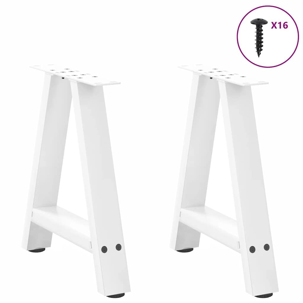 Gambe per Tavolino a Forma di A 2 Pezzi Bianco 38x(42-43) cm Acciaio