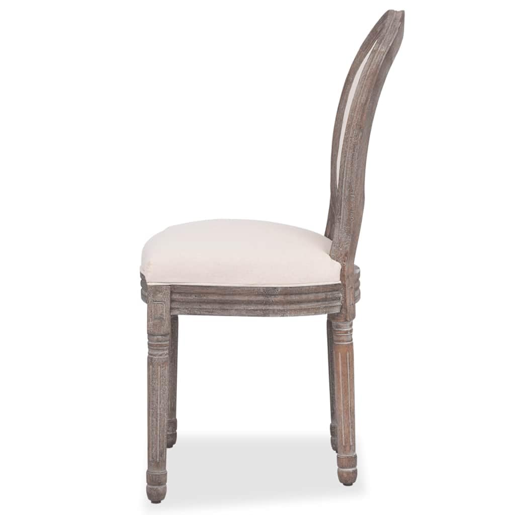 Set di 2 sedie da sala da pranzo in lino color crema con seduta imbottita