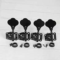 Vintage open machine heads for 4 strings PB JB bass guitar part. Button: half moon plum button, approx. 40mm/1.57inch width. Headstock shaft: approx. 14mm/0.55inch diameter. Material: Metal. Color: Black. Location: 4L(left handed). Ferrule,screws are...