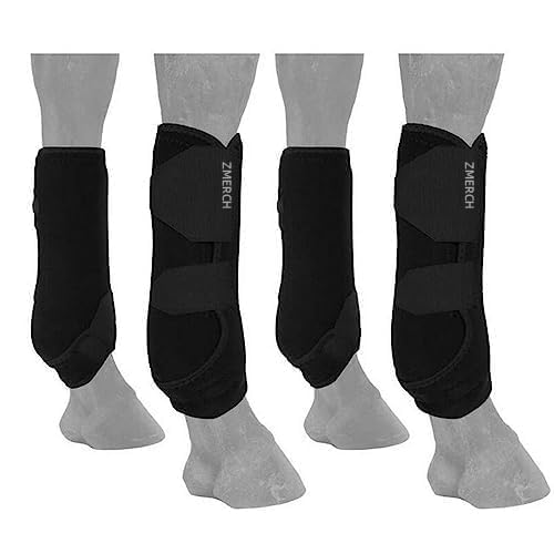 ZMERCH 4 protectores de neopreno para patas de caballo, protectores de patas delanteras y traseras, equipo de protección para patas de equitación, accesorios ecuestres, L