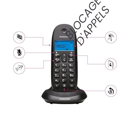 Téléphone Sans Fil Motorola C1001 CB+ DECT – Blocage d'Appels, 50 Contacts - vue 3