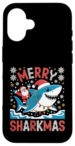 Merry Sharkmas AO[Z[^[ T^ CfBO V[N Cgt X}zP[X iPhone 16 p