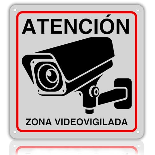 LEIASA Cartel Zona Videovigilada   21x21 cm   Aluminio   Reflectante   Grosor 0.8 mm   Cartel Videovigilancia   Impresión UV   Resistente Exterior   Señal Alarma Disuasorio   Senal Cámara Vigilancia