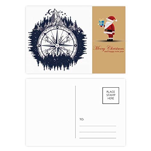 Cartes postales Père Noël motif boussole iceberg lot de 20 pour voeux hiver