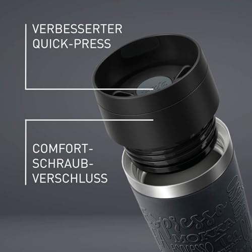 Emsa N20220 Travel Mug Classic Isolierbecher 0,5 Liter, neuer Komfort-Schraubverschluss, Edelstahl, 6h heiß und 12h kühl, 100% dicht, spülmaschinenfest, 360°-Trinköffnung, Schwarz 5