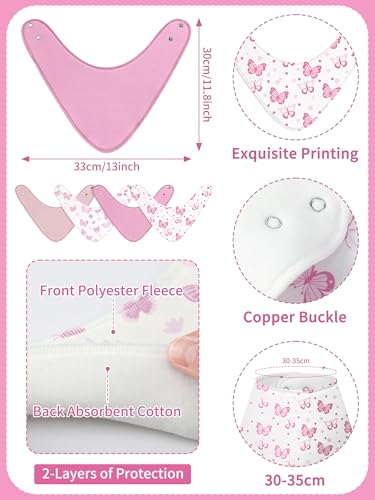 Image of 4 Pcs Baby Bandana Bib Cute Baby Nursery Decor Cotton Newborn Infant Feeding Drool Bib for Drooling and Teething Girl Boy