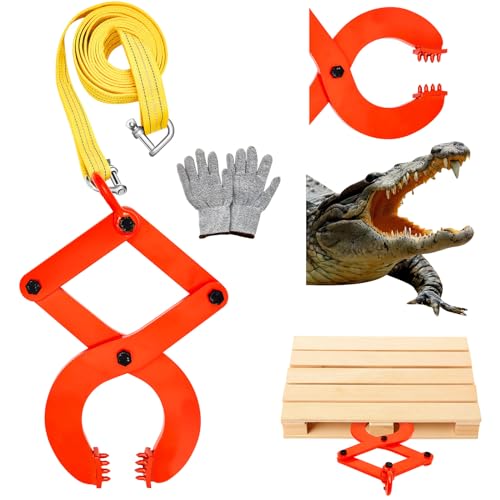 Wowangce 2T/4409 LBS Truck Pallet Puller Clamp Kit Pallet Puller Clamp Truck Pulling Scissor Grabber Style Hook and 13.1ft Nylon Tow Strap with Gloves for Pulling Heavy Thing(Tangerine 2T/4409 LBS)