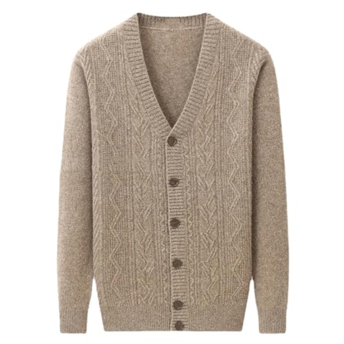 Vsadsau Men Large Wool V-Neck Sweater Solid Buttons Cardigan Sweater Casual Long Sleeve Knit Jumper2