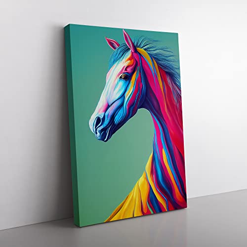 Lienzo abstracto de caballo en color n.º 2 para sala de estar, dormitorio, oficina, decoración en casa, arte de pared, listo para colgar, 76 x 50 cm, CAN3020-V1022-CK--2437 Cover