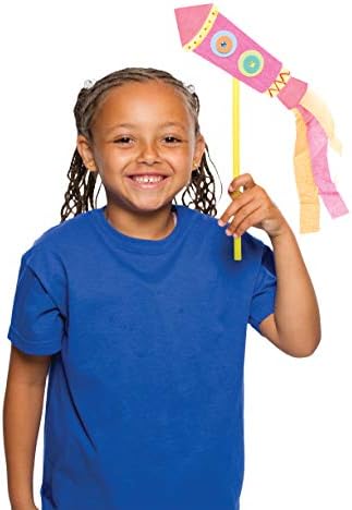 Baker Ross ET507 Card Rocket Wand Kits, 3 Assorted for Kid's to Make & Decorate for Bonfire Night (Pack of 6), White, 28cm