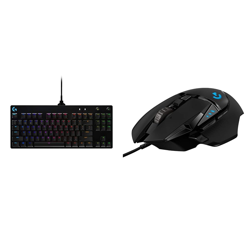 Logitech G PRO TKL Tastiera Gaming Meccanica, GX Blue Clicky Switch, LIGHTSYNC RGB & G502 HERO Mouse Gaming Prestazioni Elevate, Sensore HERO 25K, 25.600 DPI, RGB