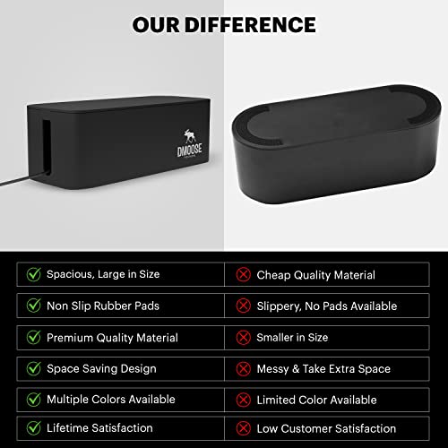 Dmoose Large Cable Management Box - Cord Organizer Box To Hide Power Strips - Cable Organizer Box For Surge Protector - Safe Abs Material - 15.7" (L) X 6.1" (W) 5.3" (H) - Xl (Black) #TOP4