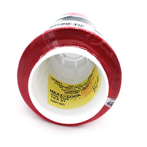Hilo para costura American & Efird Maxi Lock en cono, 3000 yardas, color rojo amapola, pack de 2 unidades miniatura 2