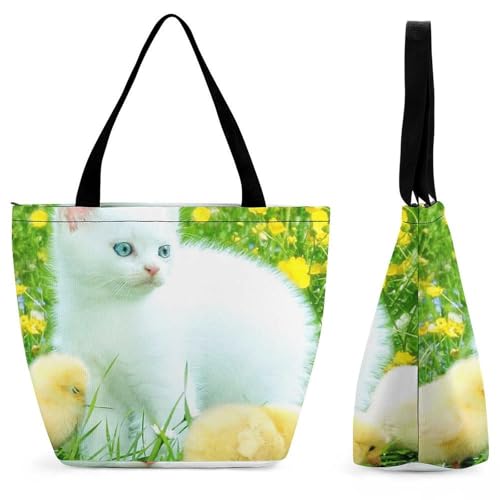 Sac à main pour femme chat poulet grand format de voyage 28.5x18x32.5cm