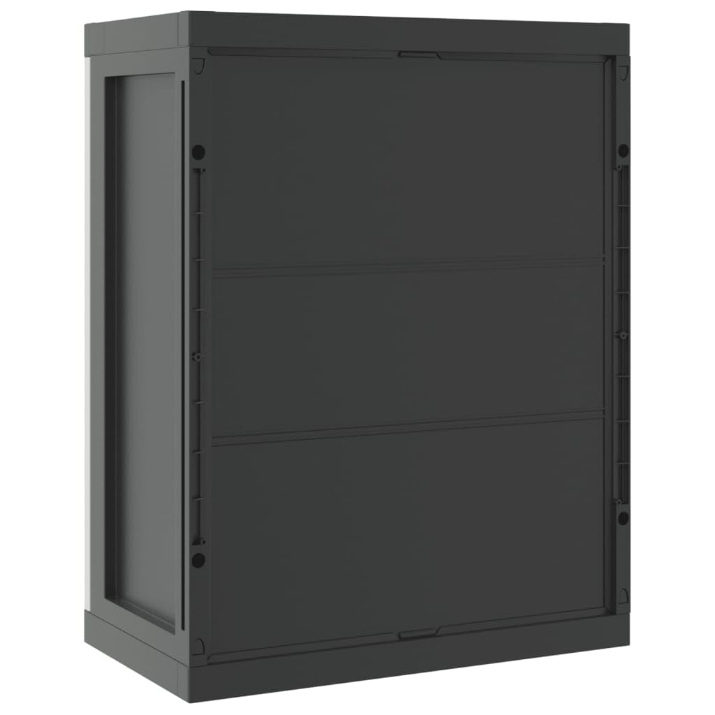 ZEYUAN Gartenschrank Grau und Schwarz 65x37x85 cm PP, Geräteschuppen, Gerätehaus, Wetterfest, Outdoor Schrank, Gartenhausschränke, Terrassenschrank - 364199