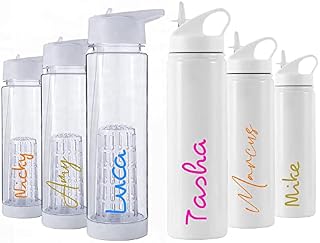 Print Maniacs Personalised Water Bottle Love Any Name Fruit Infuser / Insulated Vacuum Flask Hot and Cold Thermos Different Fonts and Colours School Sports Custom Gift