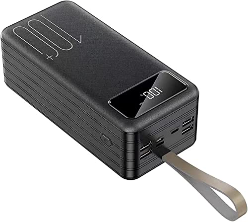 Power Bank, PowerBank 100000Mah, Cargador Solar de Alta Capacidad con 4 Puertos USB, Cargador inalámbrico portátil Impermeable, batería Externa con luz LED para Acampada al Aire Libre, Negro