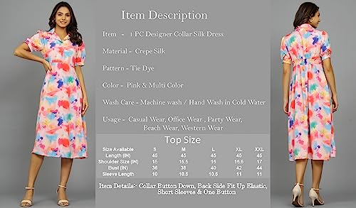 Image of Ravaiyaa - Attitude is everything Womens Soft Crepe Silk Casual Dress Summer Floral Printed Dress Ladies Tank Midi Sundress