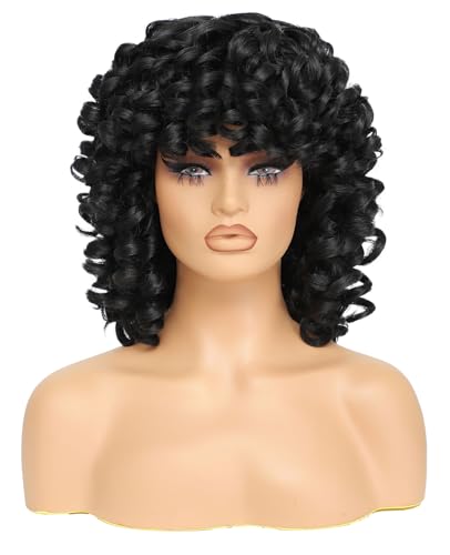 GKtineke Short Curly Wig with Bangs Full Loose...