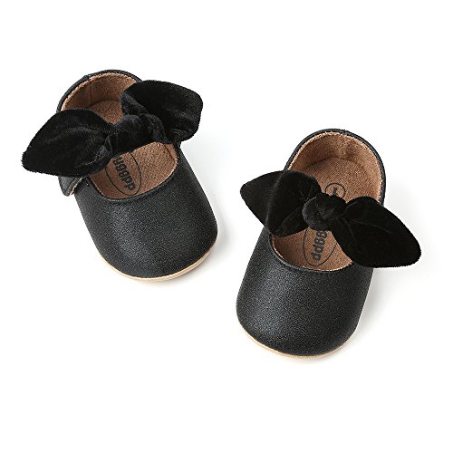 Sofmuo Antheron Baby Girls Non-Slip Mary Jane Flats With Bowknot Toddler First Walker Sandals Princess Dress Shoes (Black,12-18 Month) #TOP3