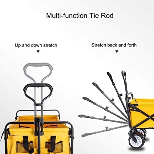 CRBUDY Tragbarer Einkaufswagen mit Überdachung, zusammenklappbarer Gartenwagen, robuster Gepäckwagen mit 10,5 Zoll Breiten Rädern für Camping im Freien, Tragkraft: 100 kg – Bild 4