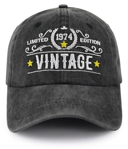 52th Birthday Gifts Her Him Vintage 1974 Hat Limited Edition Funny Adjustable Cotton Embroidered 52 Years Old Party Supplies Baseball Cap