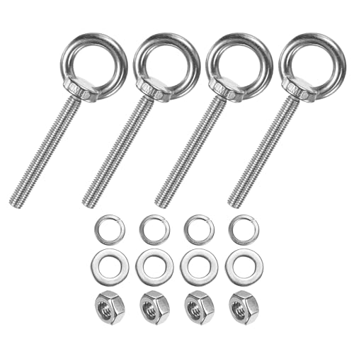 M METERXITY 4-Sets Stainless Eyebolt M8x70mm Shoulder Lifting Eye Bolt with Nuts Washers Male Screw Thread Ring Shoulder Eye Bolts Length 2.76 Inch for Suspending/Fastening