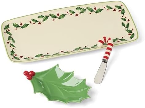 Lenox 898271 Holiday 3-Piece Hostess Set with Spreader, Christmas...