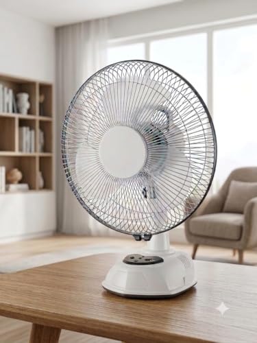 Image of SBE AK-8012R 12 inch Rechargeable Table Fan with LED Light
