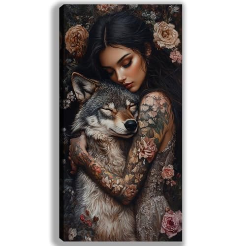 Pintar por Numeros Adultos Lobo Paint by Numbers Adult Mujer Cuadros para Pintar por Numeros 80x160cm Lienzos con 3 Pinceles e Pigmento Acrílico, Decoracion Hogar Pared Habitacion,Regalo, -fu307u