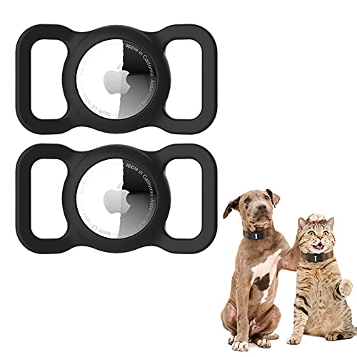 LiZHi Case Compatible for Apple Air Tag 2021,Air Tag Dog Collar Loop Airtag Apple Accessories,Anti Lost GPS Apple Tracker Cover(Black 2 Pack)