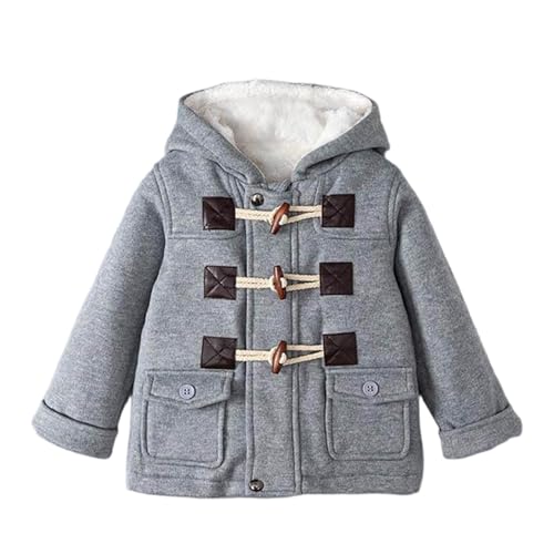 Kids Toddler Cotton Winter Coat Kids Girls Boys Fashion Horn Button Jacket Fleece Lined Thicken Outerwear with Pocket