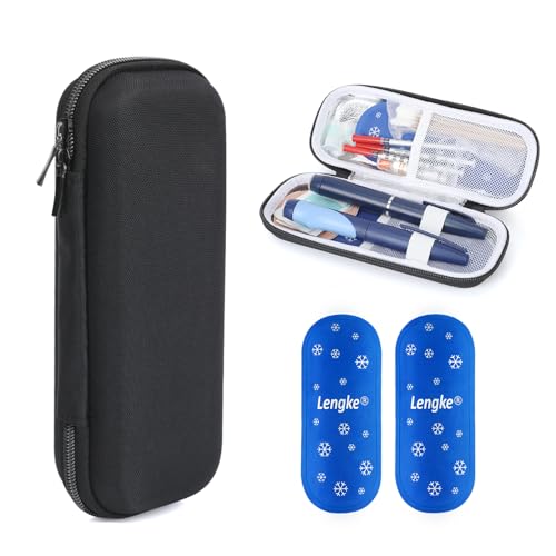 WIBOND Estojo De Viagem Para Refrigerador Insulina - Caneta, Medicamentos Com 2 Bolsas Gelo Aprovadas Pela Tsa (Preto), H1_Preto