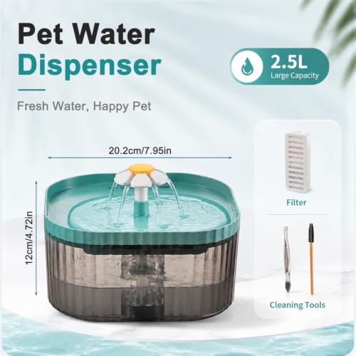 Image of Qpets Pet Water Fountain for Cats and Dogs, Automatic Flow, Quiet Design