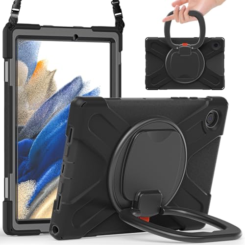Coque Samsung Galaxy Tab A8 antichoc JZ anti-chute avec support rotatif et sangle
