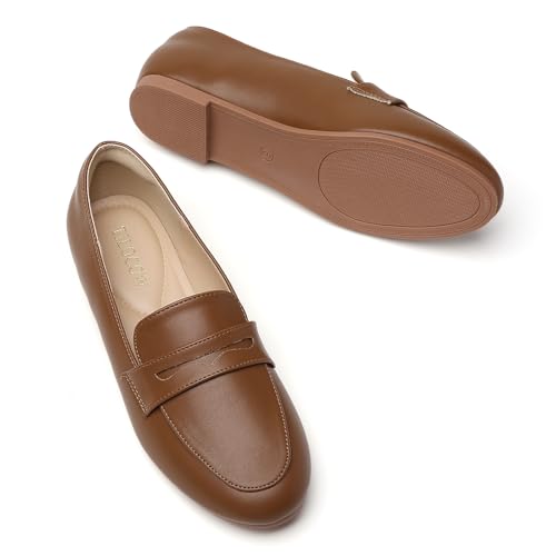 Image of Tilocow Women's Loafers Penny Loafers for Women Comfortable Round Toe Flats Fashion Work Dressy Shoes
