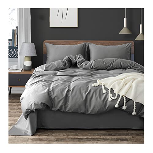Housse de couette 100% coton gris parure de lit premium - 4