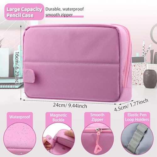 Image of Aesthetic School Supplies Cute Pencil Case for Girls Student,Large Capacity Pencil Pouch with Zipper,Back-to-school Gifts Big Pen Box Bag Office Desk Stationery Organizer for Adults,Colored Travel Bag
